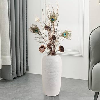 Large Ceramic Vase, 15.7 Inch Tall Floor Vase, Rustic Terracotta Decorative Flower Vase Big Farmh... | Amazon (US)