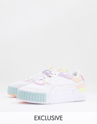 Puma Cali Sport sneakers in white multi with patchwork details - exclusive to ASOS | ASOS (Global)