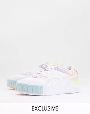 Puma Cali Sport sneakers in white multi with patchwork details - exclusive to ASOS | ASOS (Global)