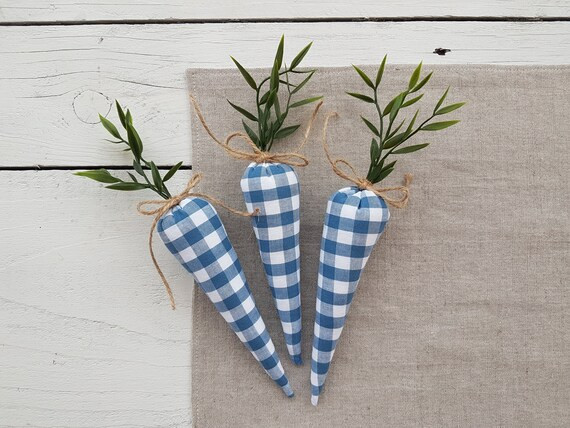 Gingham Fabric Carrots Easter Fabric Carrots Spring Decor | Etsy | Etsy (US)