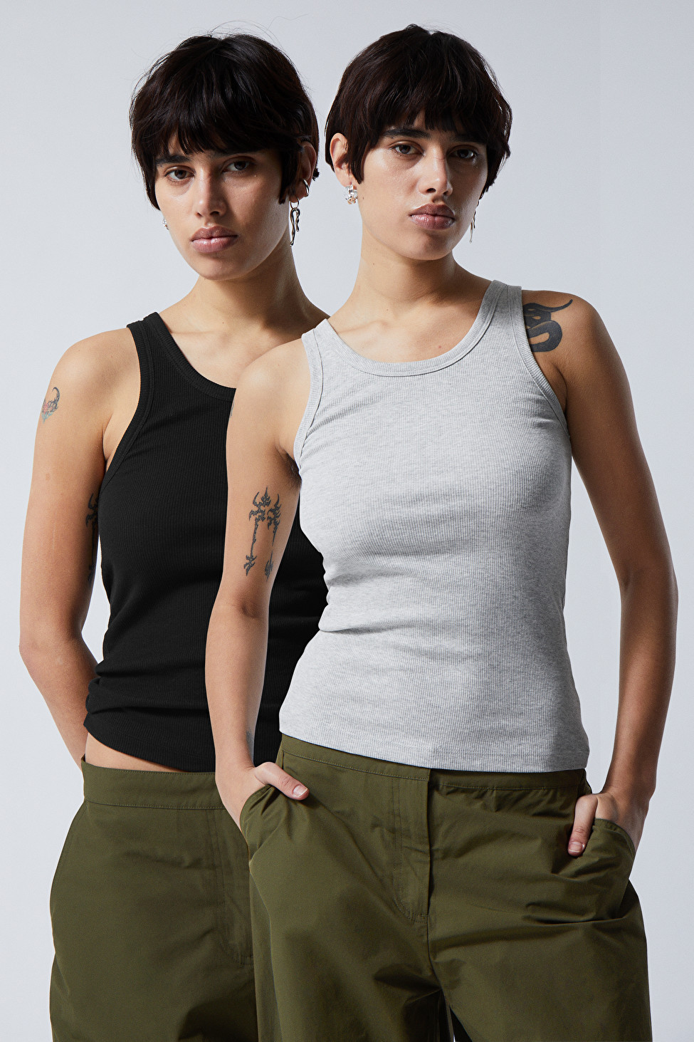 2-pack Close Fitted Rib Tank Top | Weekday