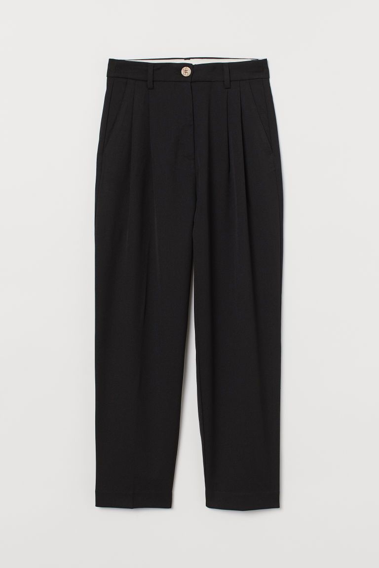 Ankle-length slacks in lightweight twill made from viscose and recycled polyester. High waist wit... | H&M (US + CA)