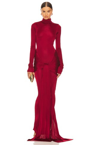 Helsa Slinky Jersey Sarong Maxi Dress in Samba Red from Revolve.com | Revolve Clothing (Global)