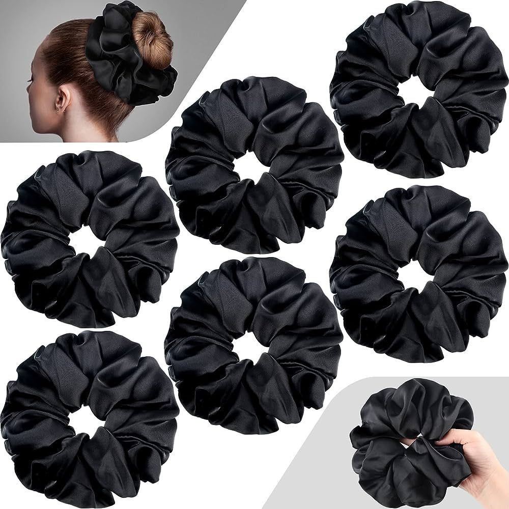 6 Pieces Oversized Satin Hair Scrunchies 7.2 Inch Elastic Silk Hair Bands Large Scrunchies for Wo... | Amazon (US)