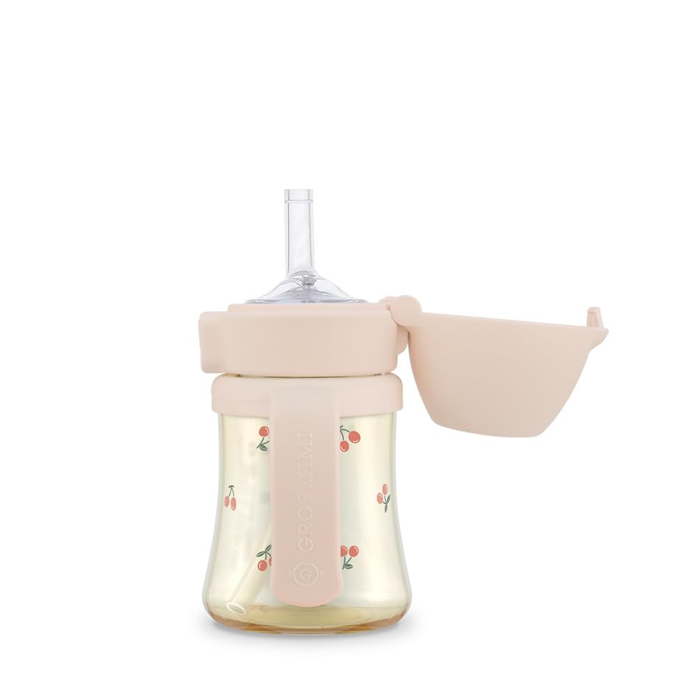 GROSMIMI Flip Top Spill Proof Sippy Cup, PPSU, BPA Free, 6 oz, Stage 2 Straw for Toddlers (Cherry... | Amazon (US)