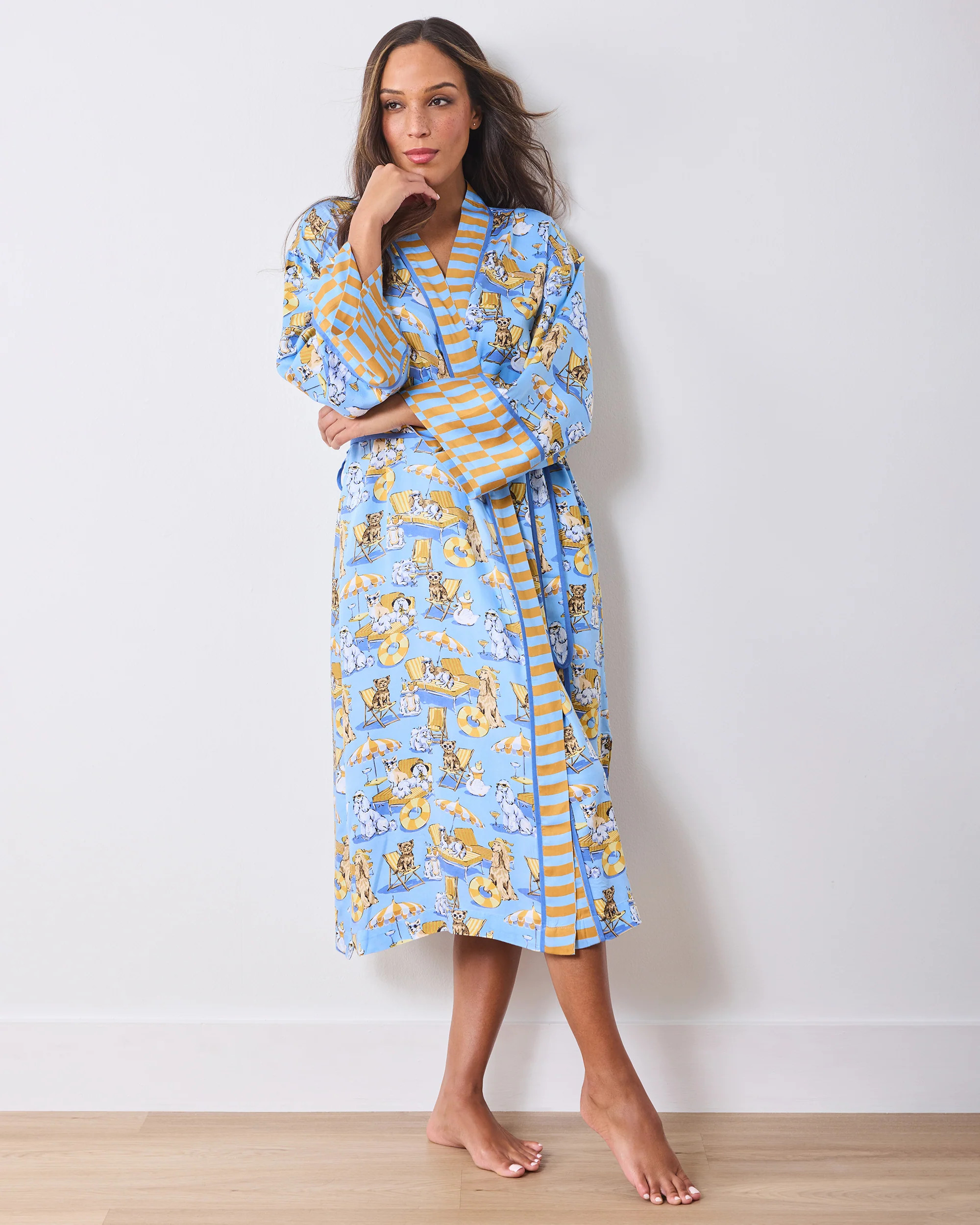 Palm Royale Pooches - Eco Satin Robe - Cerulean Splash | Printfresh