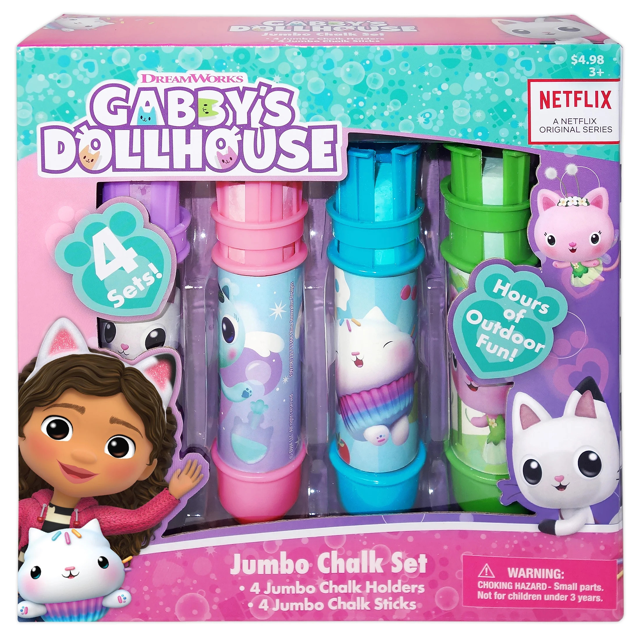 Gabby's Dollhouse Jumbo Chalk Set, Includes 4 Chalk Holders, Multi-Color | Walmart (US)