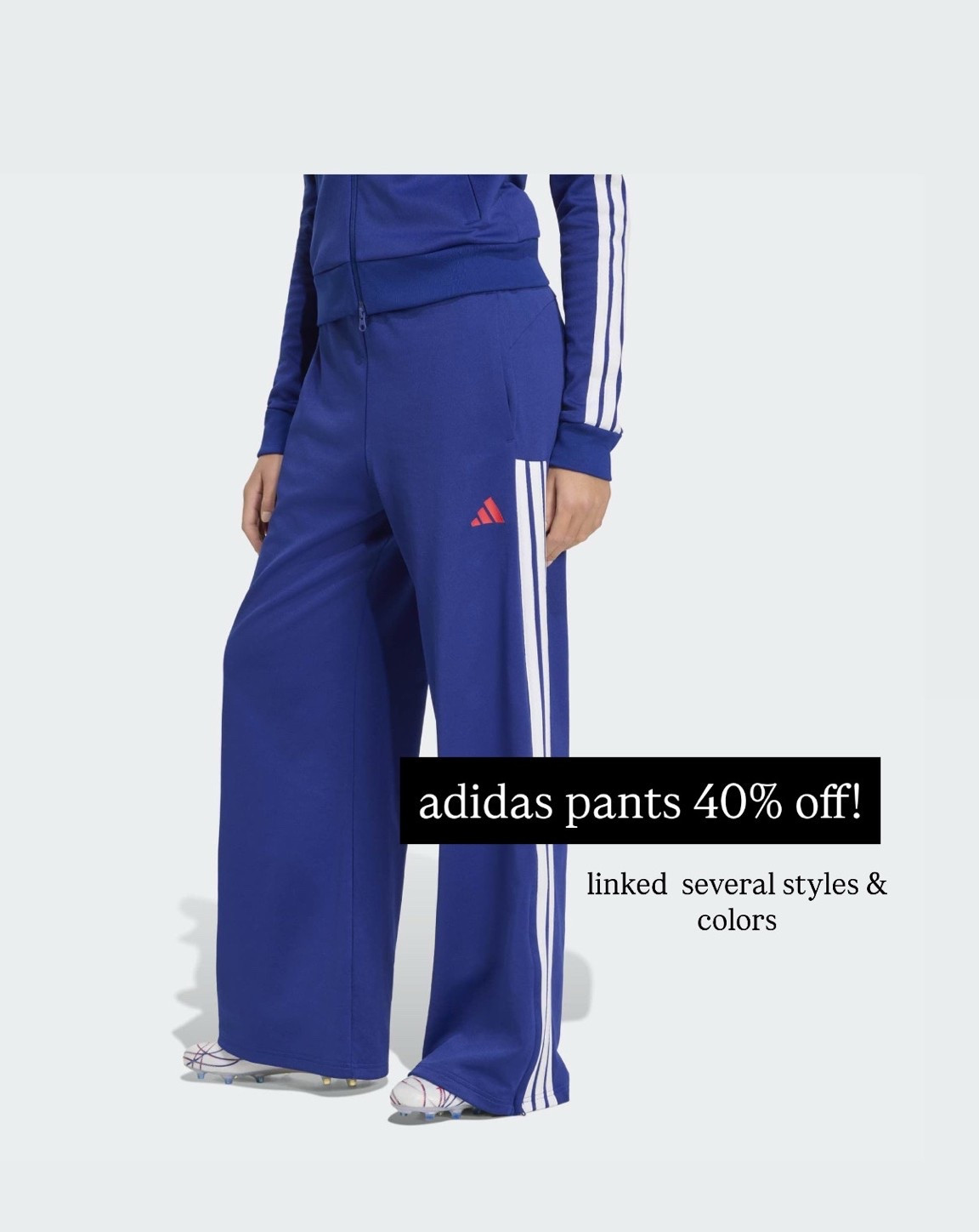 Several Adidas pants on sale 40 to 50% off! 

Loving the wide leg look for the cool Mom trend! ￼

#LTKootd #LTKOver40 #LTKActive