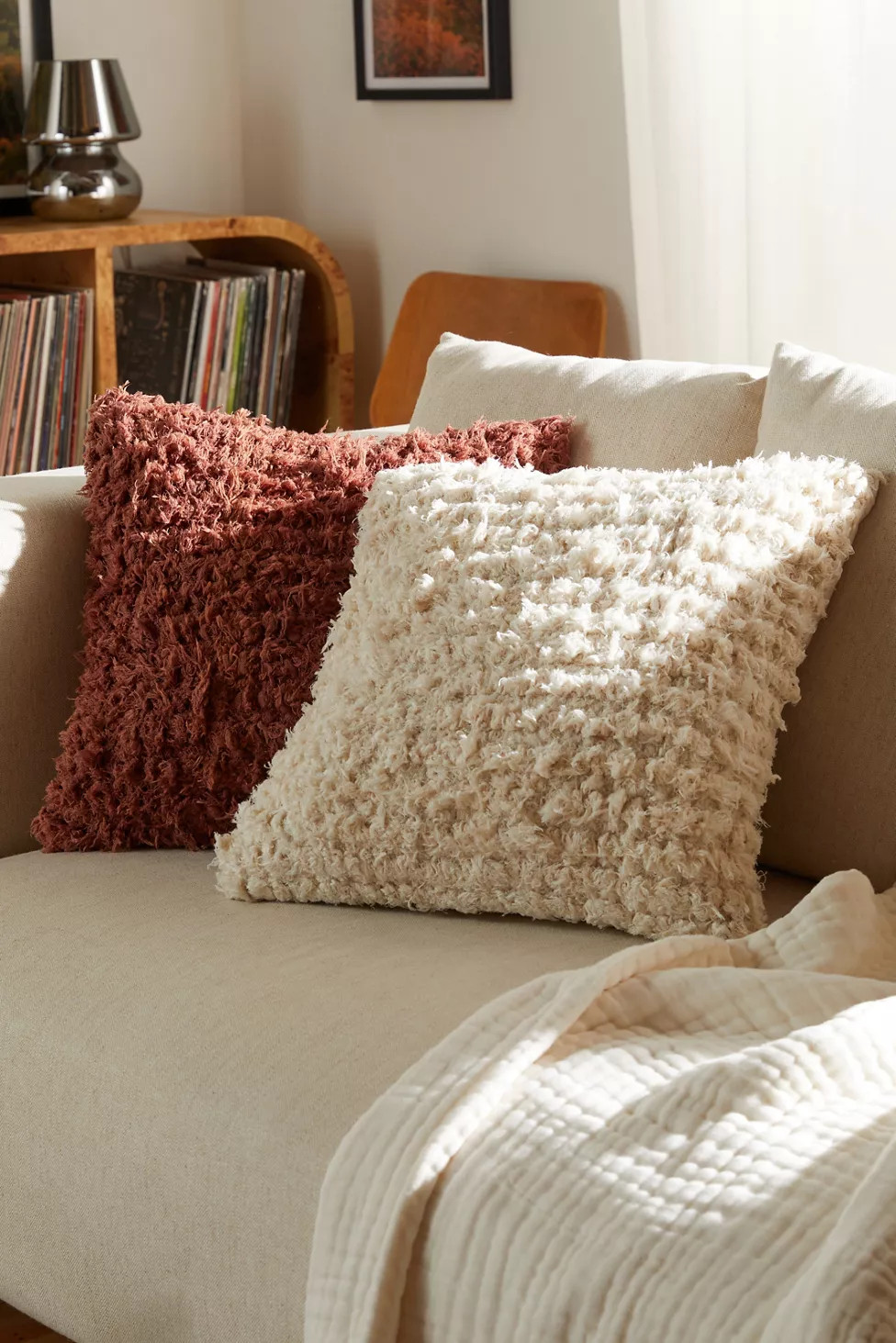 Plush Shag Throw Pillow | Urban Outfitters (US and RoW)