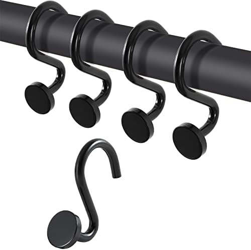 Estmy Modern Black Shower Curtain Hooks Rings Set of 12, Luxury Heavy Duty 6.0mm Metal Wire, Rust... | Amazon (US)