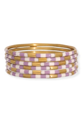 BudhaGirl Veda White and Lilac Bangle Bracelets Set of 6 | The Willow Tree