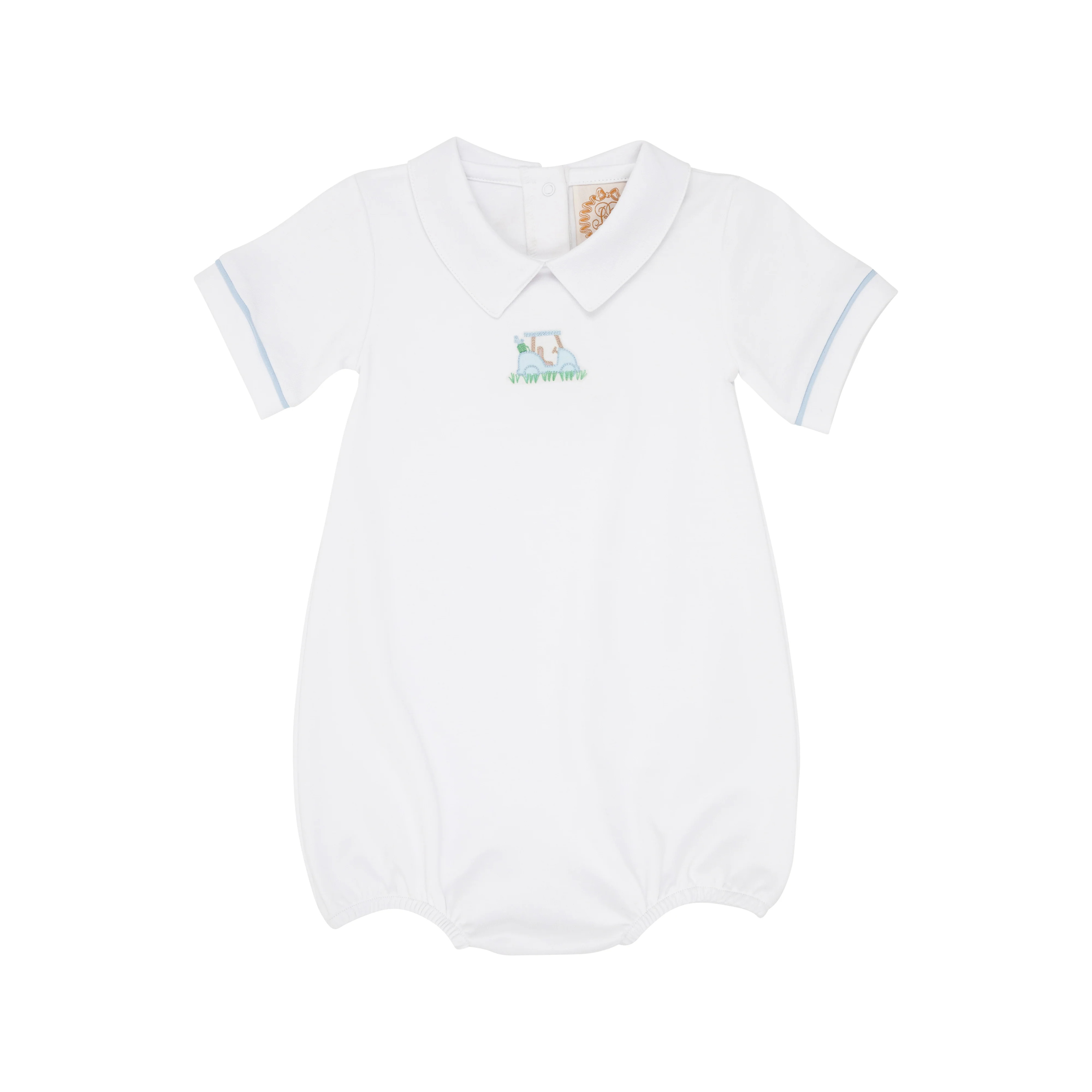 Short Sleeve Biltmore Bubble - Worth Avenue White with Golf Cart Embroidery | The Beaufort Bonnet Company