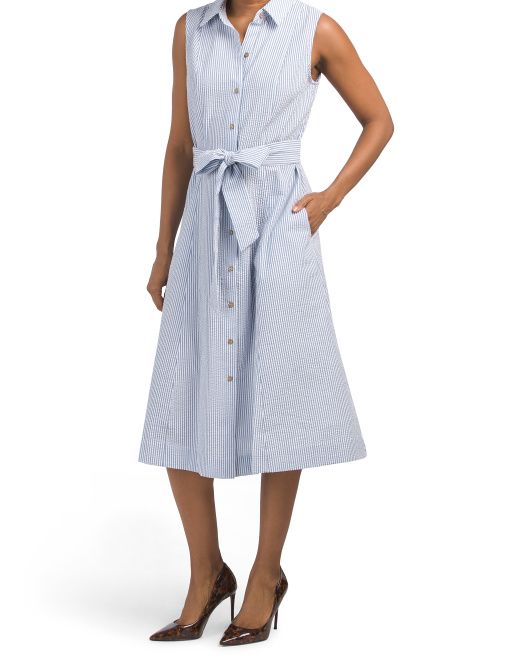 Seersucker Diane Midi Shirt Dress | TJ Maxx
