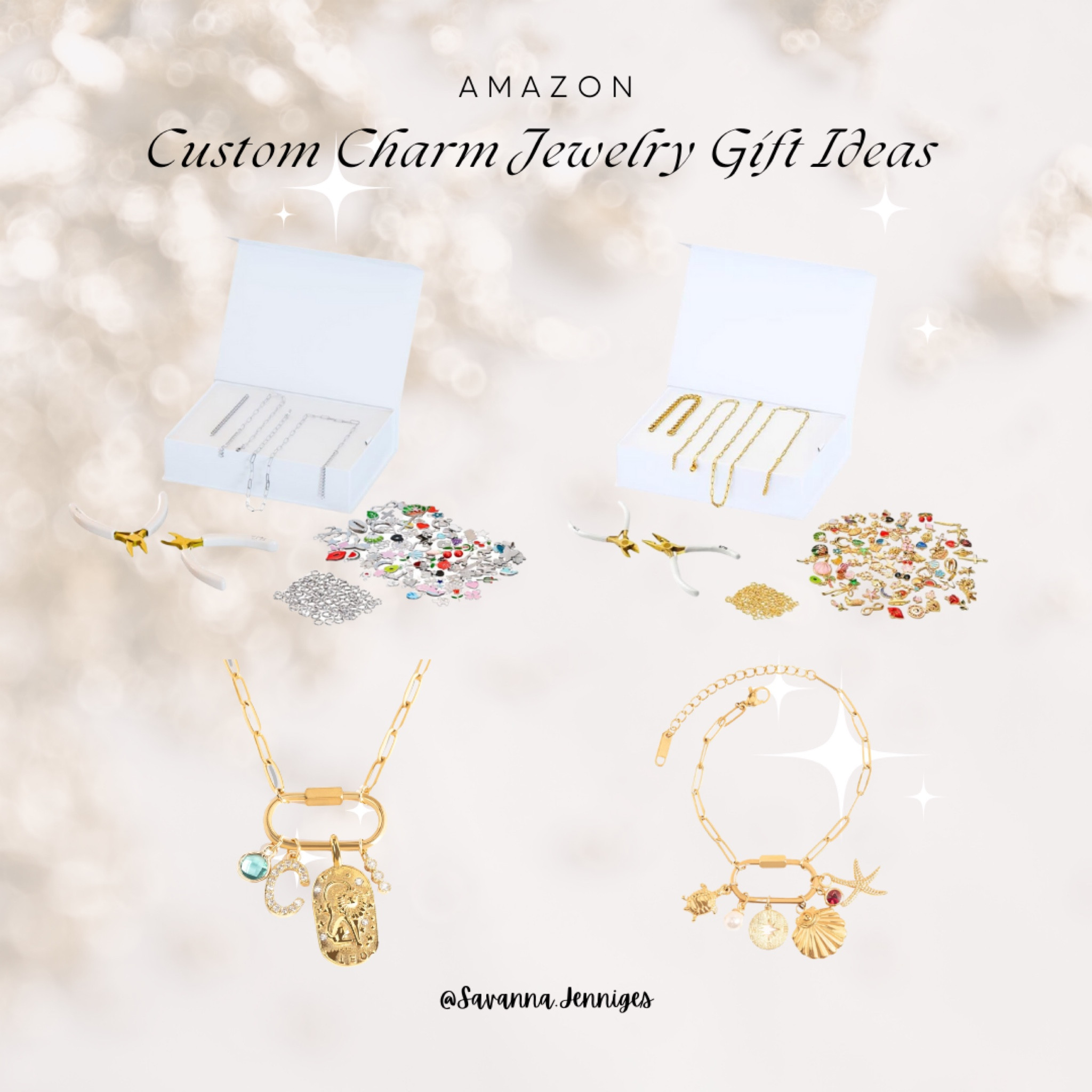 These Custom Charm Kits in Silver & Gold would make the perfect jewelry gifts or fun craft for a girls night. Along with the customizable carabiner necklace & bracelet perfect for a Christmas gift.

#LTKCyberWeek #LTKGiftGuide #LTKSaleAlert