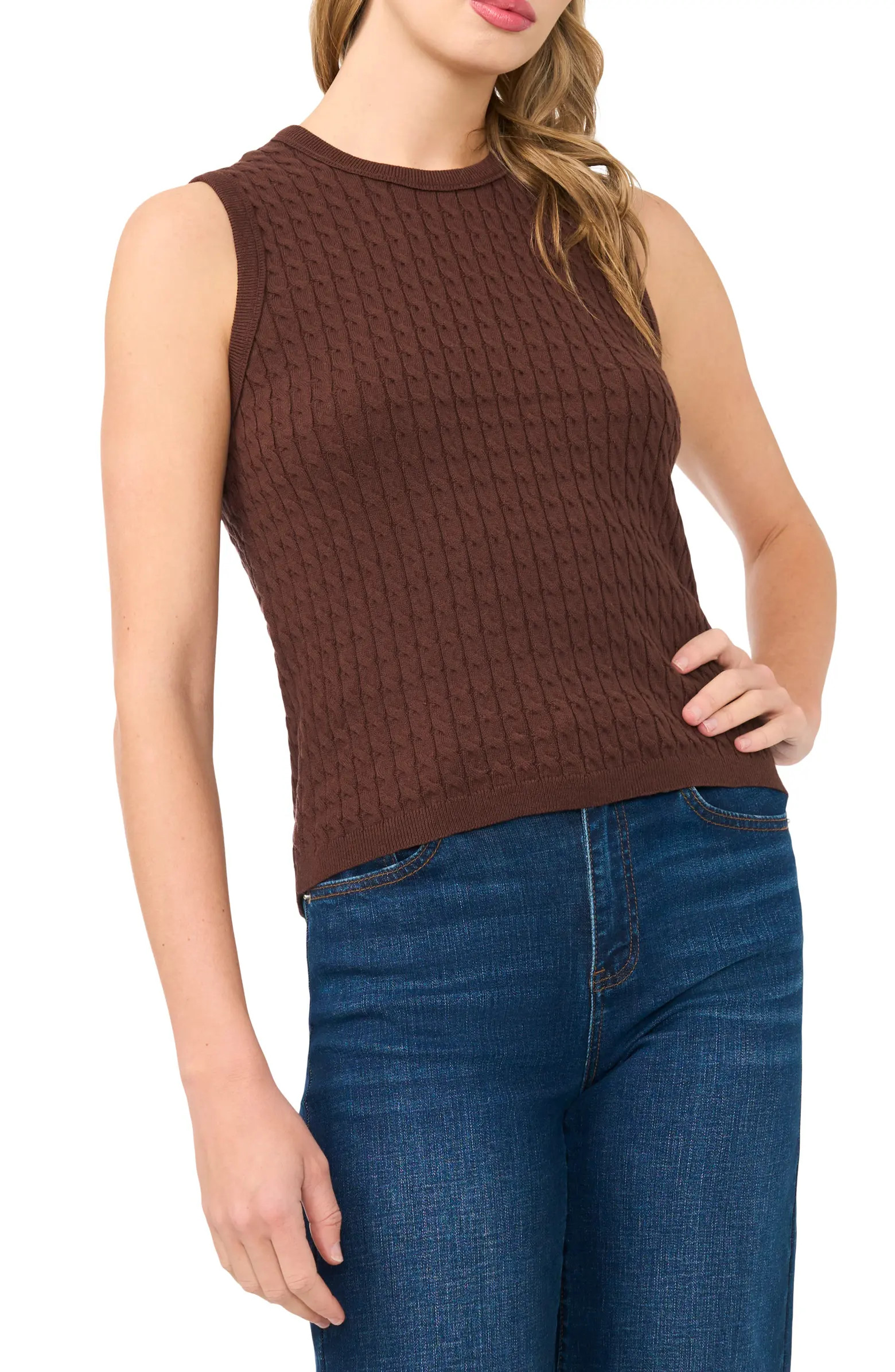 Cable Stitch Cotton Sweater Tank | Nordstrom