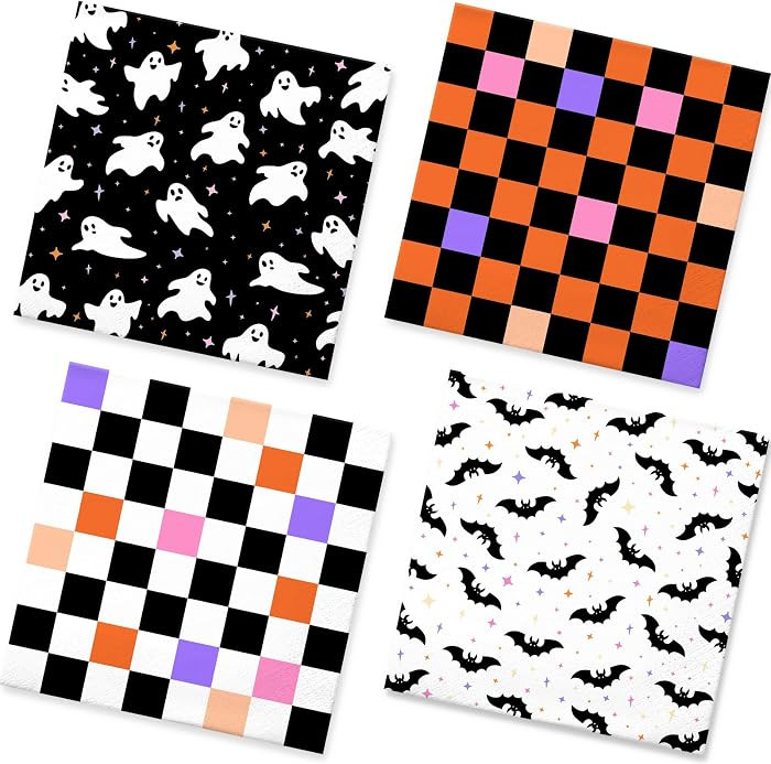 50Pcs Halloween Paper Napkins - 4 Designs 2-Ply, 6.5 \u00d7 6.5 inchs | Amazon (US)