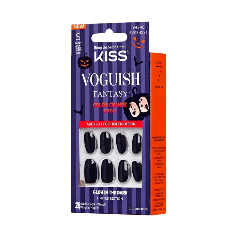 KISS Voguish Fantasy Halloween Press-On Nails, Black, Short Oval, 31 Ct. | Walmart (US)