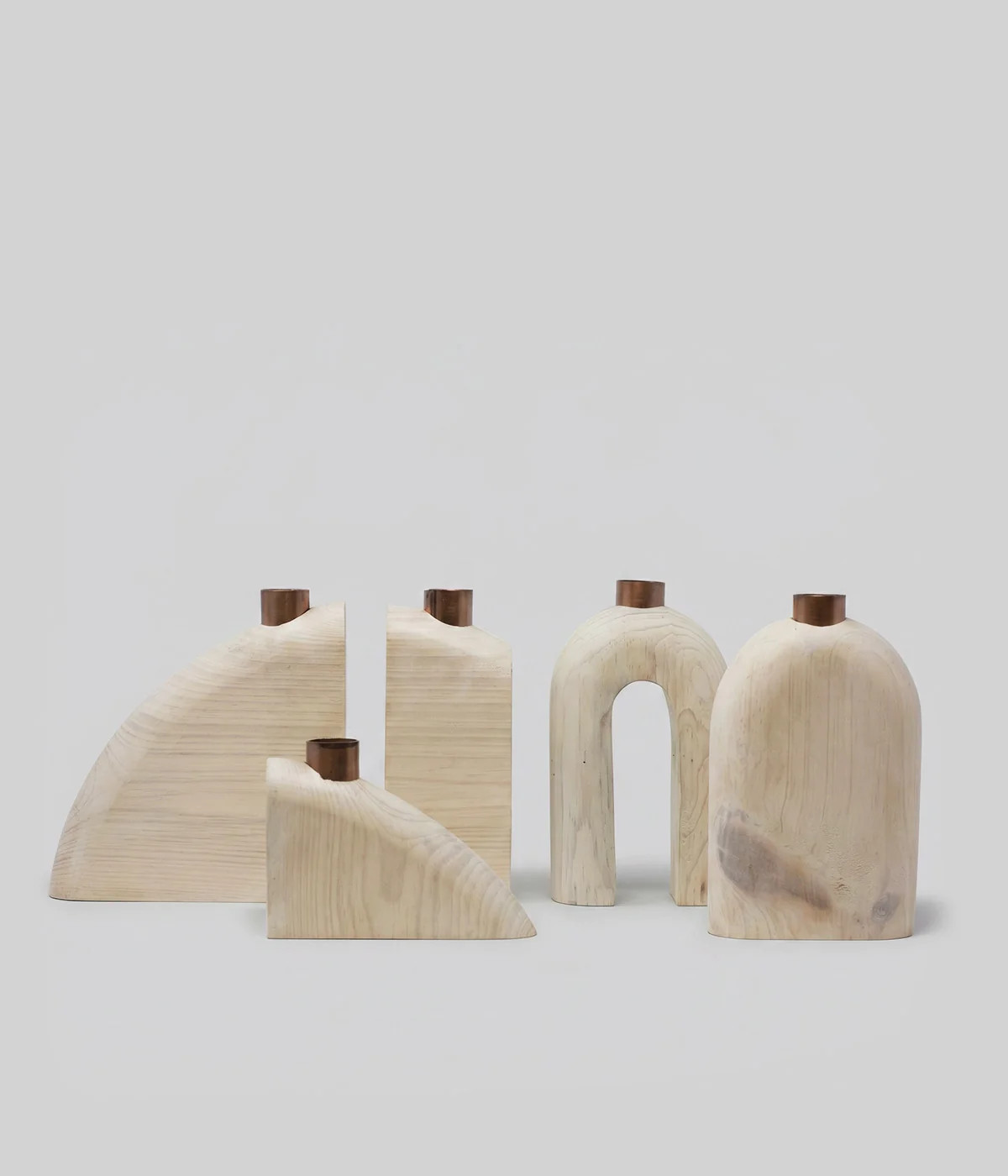 Loop Wood Taper Candle Holders, Natural Wood Set of 5 | Bloomist | Bloomist, Inc