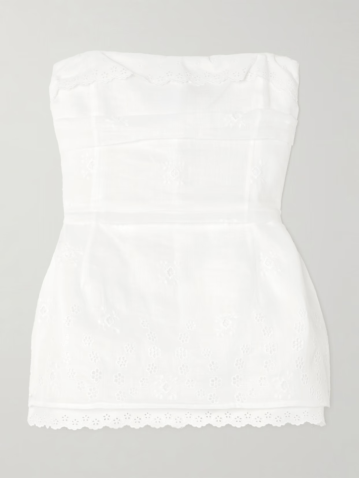 Magda Butrym - Scalloped Broderie Anglaise Cotton-blend Peplum Bustier Top - White | NET-A-PORTER (UK & EU)