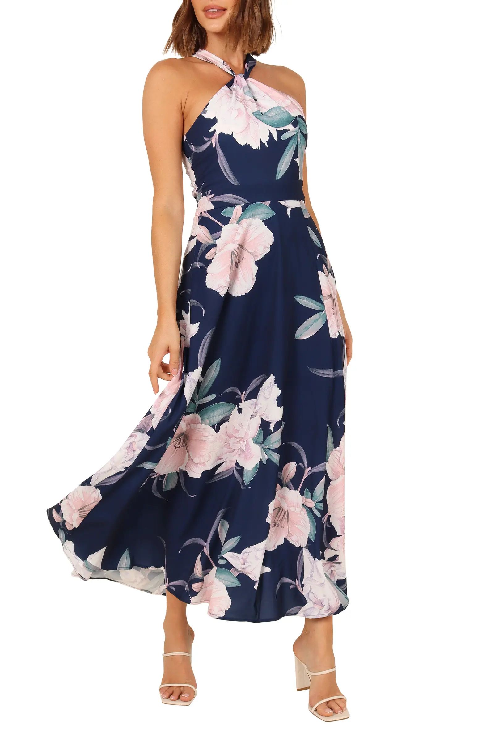 Miara Floral Print Halter Dress | Nordstrom