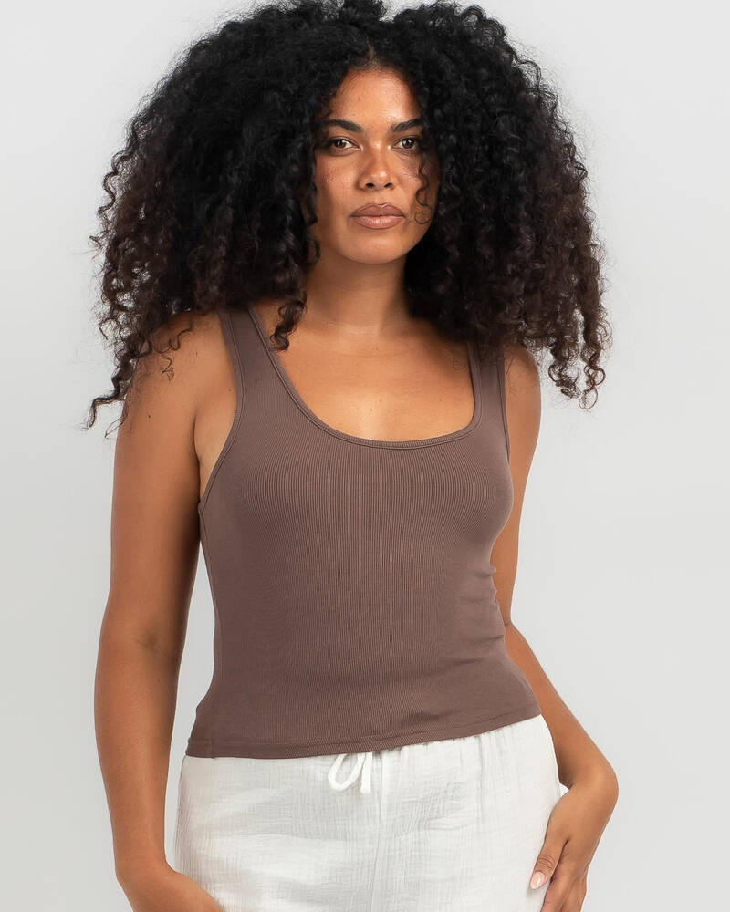 Basic Scoop Neck Rib Tank Top | City Beach (US)