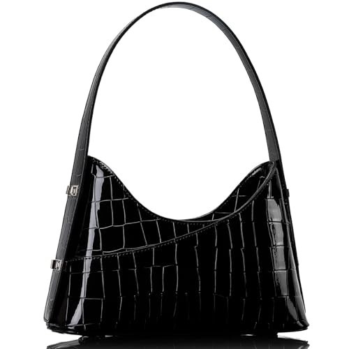 Black Shoulder Bag, Croc Small Purses for Women Trendy, Clutch Purse Handbags | Amazon (US)