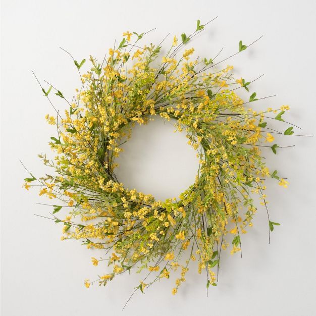 Sullivans Artificial Yellow Wispy Wreath | Target