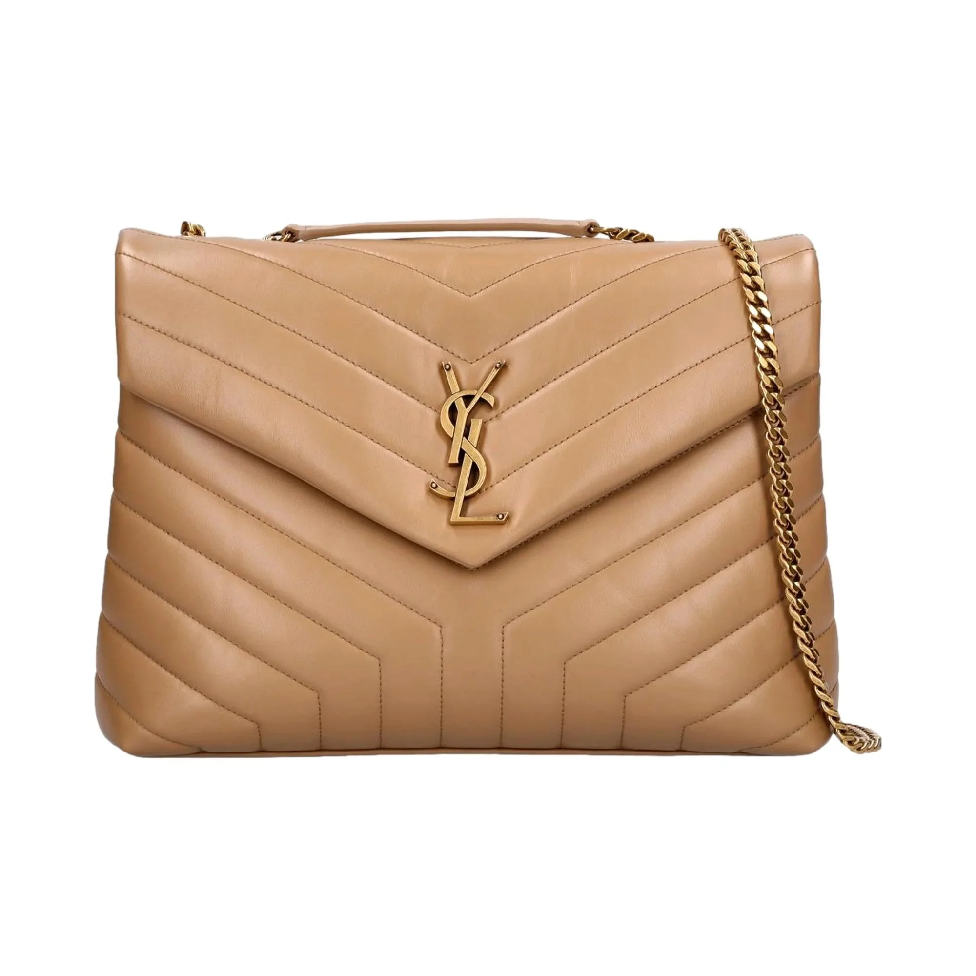Saint Laurent Loulou Monogram Tan Quilted Leather Medium Shoulder Bag - Walmart.com | Walmart (US)
