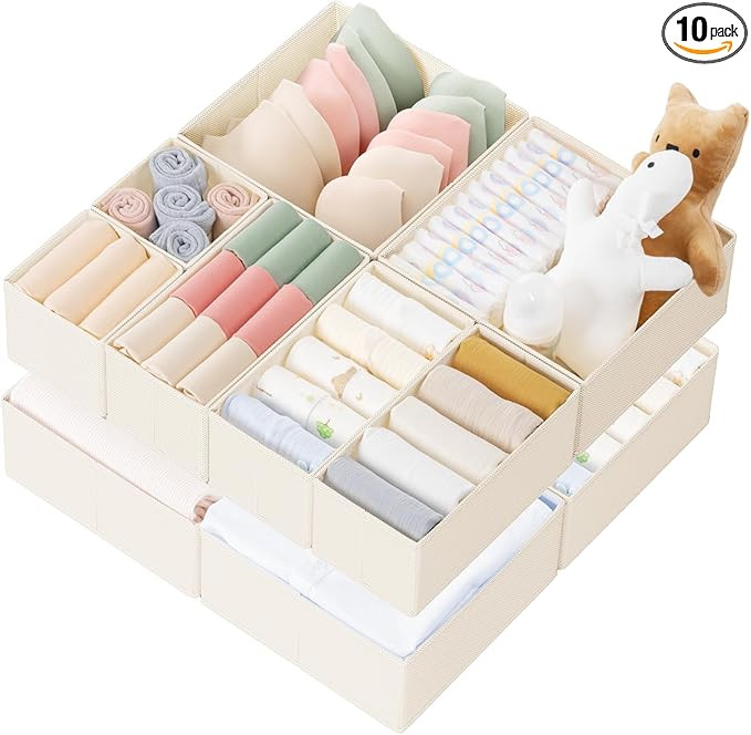 Criusia Drawer Organizer Clothes, 10 Pack Dresser Organizer for Baby Clothes, Underwear, Sock- Fo... | Amazon (US)