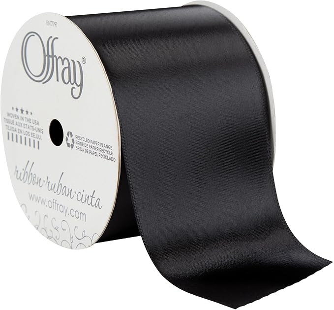 Offray 156559 2.25" Wide Single Face Satin Craft and Decorative Ribbon, 21-Foot Spool, Black | Amazon (US)