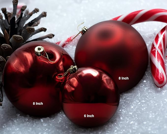 Red Shiny, 8 in, 2 Pack (X-Large, Jumbo)(SPN Decor) (Christmas, Holiday, Christmas Tree) | Amazon (US)