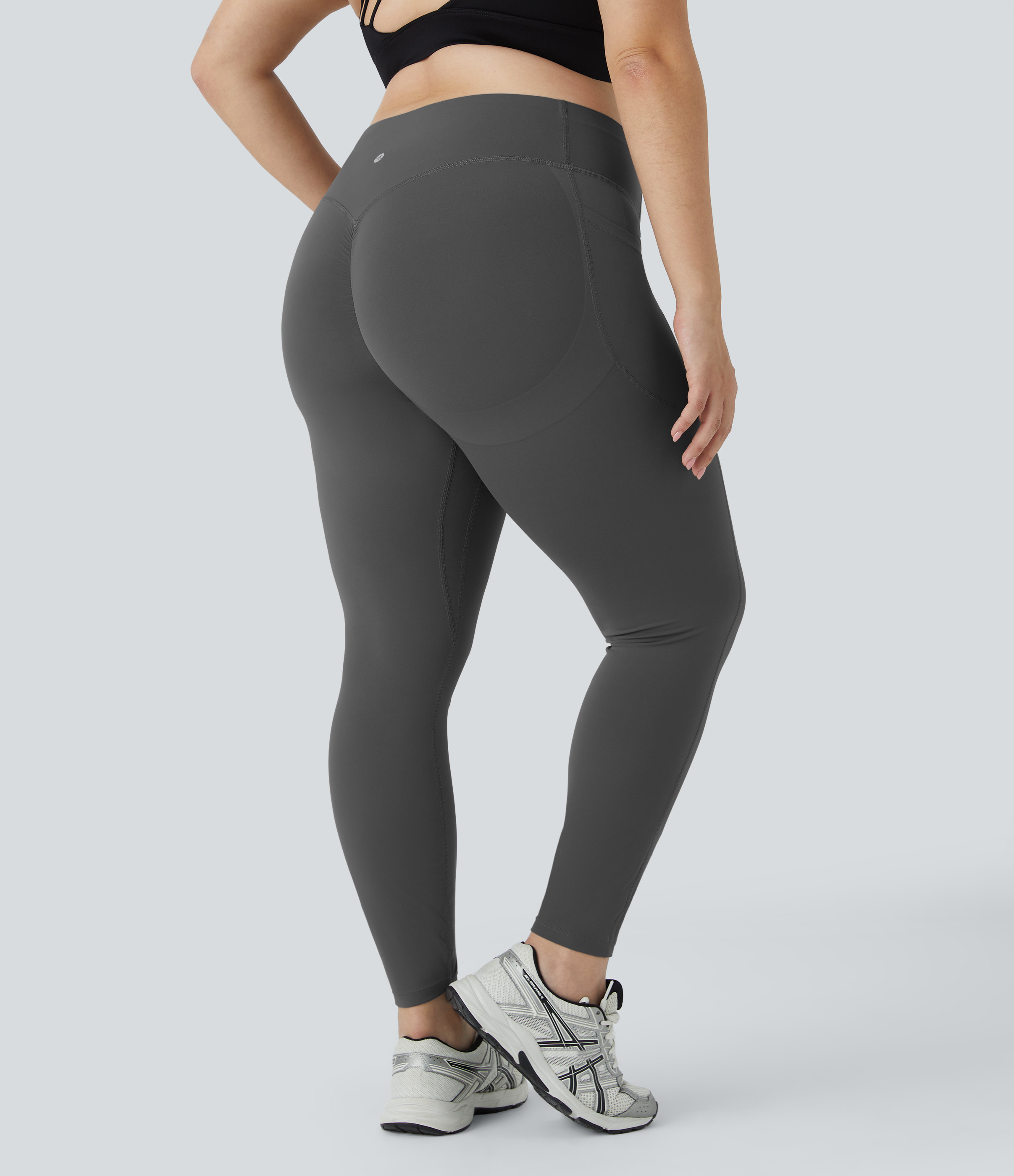 Halara SoCinched High Waisted Butt Lifting Tummy Control Side Pocket Shaping Training UltraSculpt Plus Size Leggings - Volcanic Ash - 3X(7/8) | HALARA