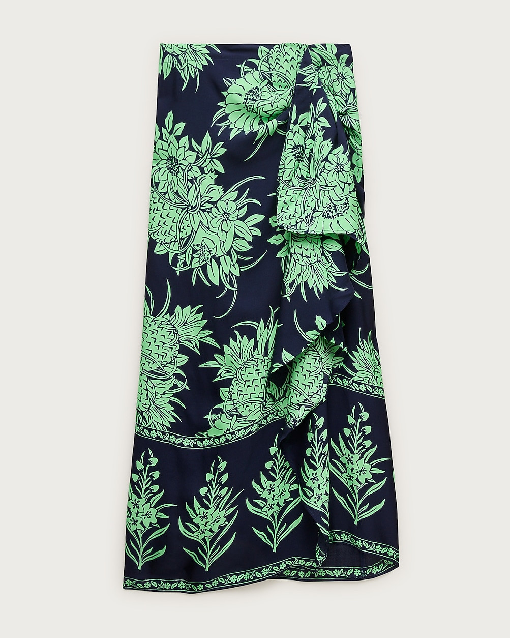 Faux-wrap skirt in pineapple garden–print viscose twill | J. Crew US