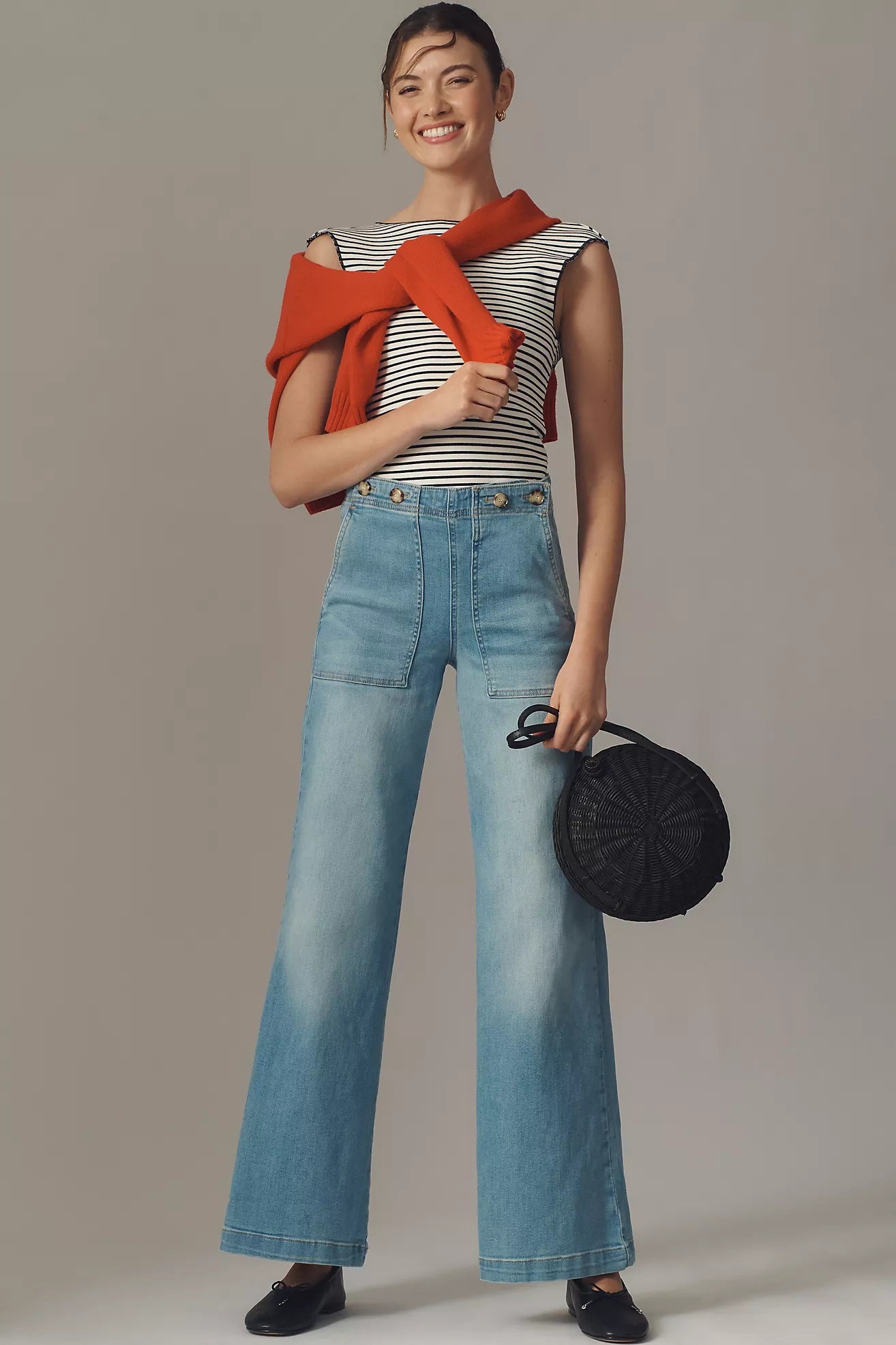 The Kit High-Rise Wide-Leg Utility Trouser Jeans by Pilcro | Anthropologie (US)