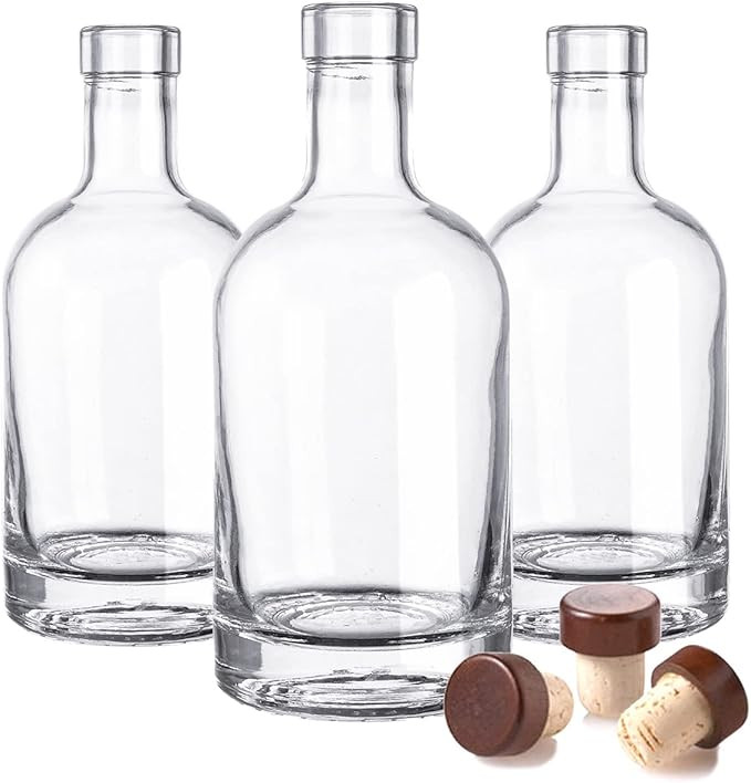 Nordic Bottles - 3 Pack - 375ml (12oz.) Bottles with Dark Wood Bar Top Cork Caps | Amazon (US)