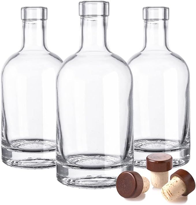 Nordic Bottles - 3 Pack - 375ml (12oz.) Bottles with Dark Wood Bar Top Cork Caps | Amazon (US)