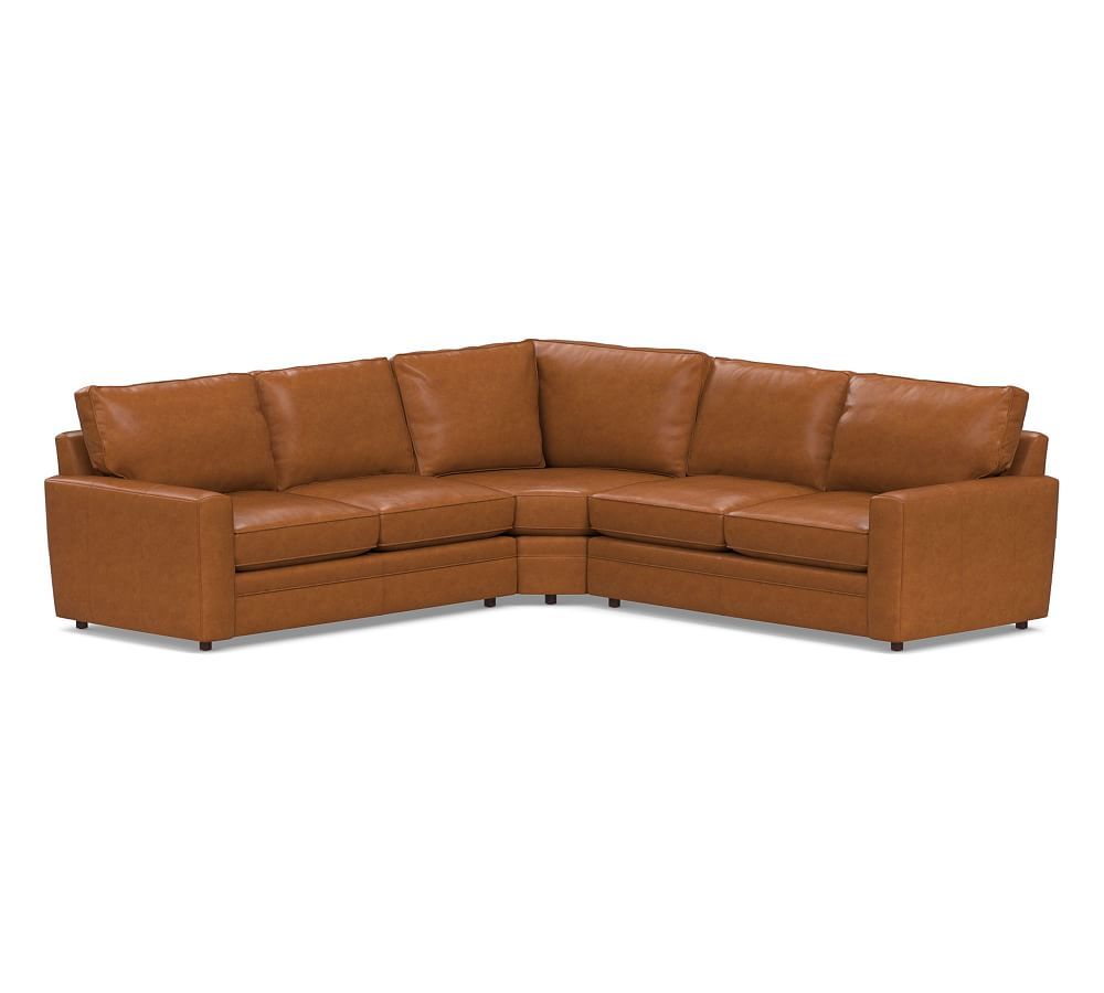 Pearce Square Arm Leather 3-Piece L-Sectional with Wedge | Pottery Barn (US)