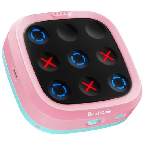 BearHonie Electronic Tic Tac Toe Game Portable Puzzle Board Games for Kids & Adults, Travel Games Car Games, Birthday Gifts, Top-Pink + Bottom-Blue | Amazon (US)