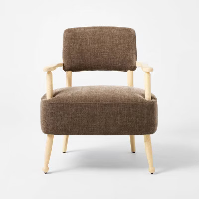 Corallina Upholstered Wooden Accent Chair Brown - Threshold™ designed with Studio McGee | Target