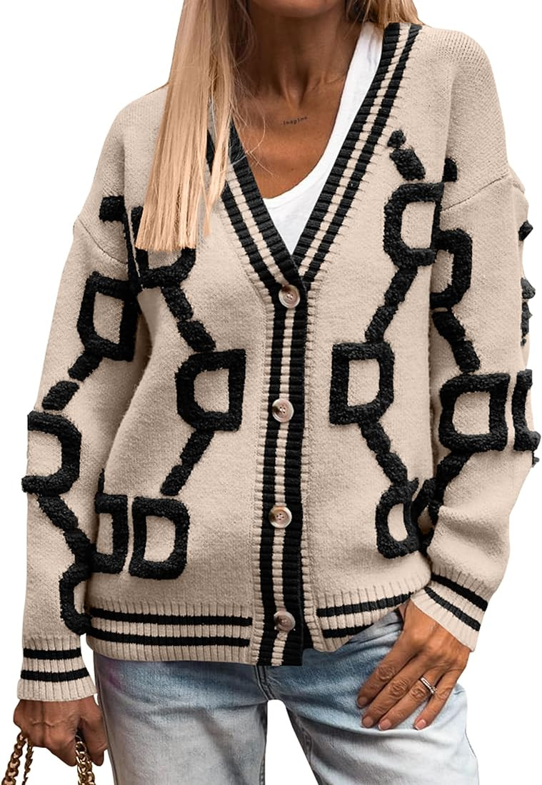 PRETTYGARDEN Women's Fall Chunky Knit Cardigan Sweaters Casual Open Front Button Up Winter Coats ... | Amazon (US)