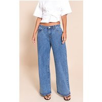 Mid Blue Low Rise Wide Leg Jeans, Mid Blue Wash | PrettyLittleThing US