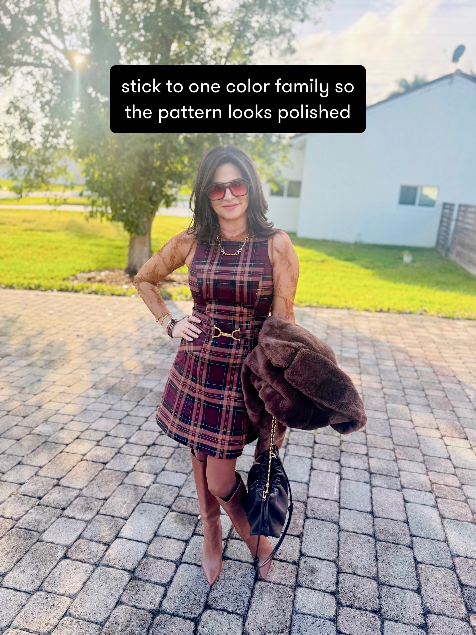 The only thing i can only really say is that I love this look . Dress sm - 4-6 , mesh top sm , jacket sm . They don’t have my jacket anymore but I linked similar ones . Boots TTS #styletips 

#LTKootd #LTKSeasonal #LTKOver40