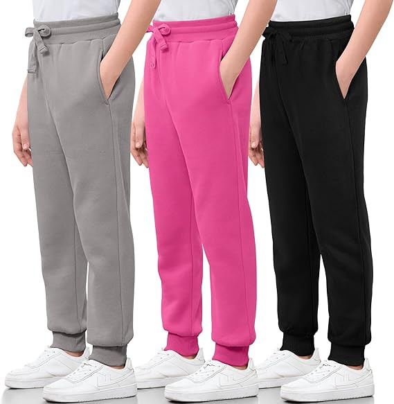 3 Pack Girls Sweatpants Cotton Fleece Girls Active Joggers Soft Athletic Sweat Pants for Kids You... | Amazon (US)