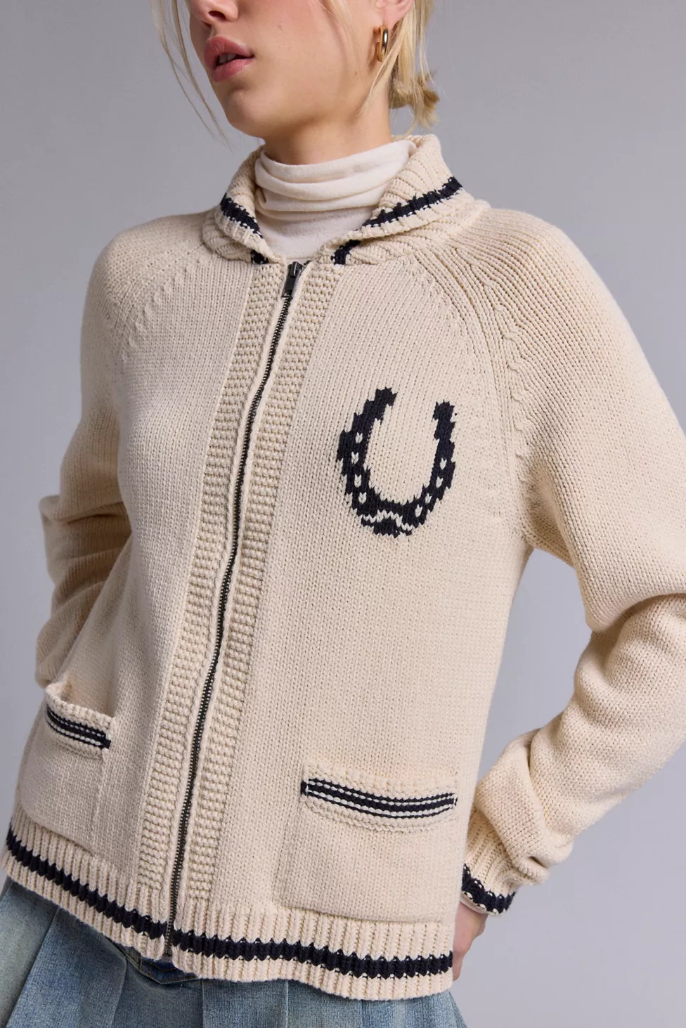 BDG Scottie Graphic Knit Zip-Up Cardigan | Urban Outfitters (US and RoW)