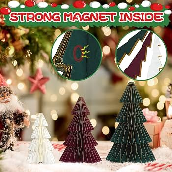 3 Pcs Paper Christmas Tree Decor 3D Glitter Edge Honeycomb Trees Table Centerpiece for Modern Chr... | Amazon (CA)