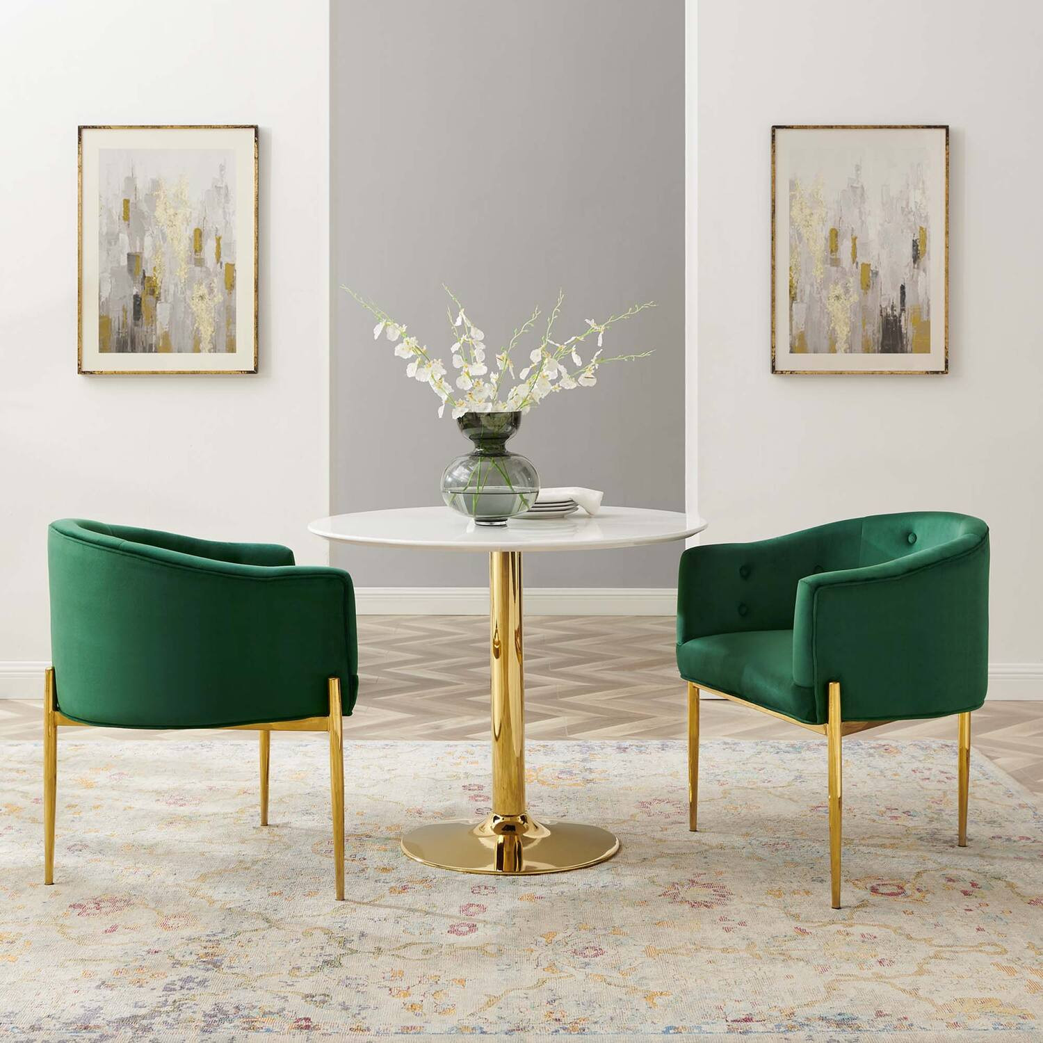 Savour Tufted Performance Velvet Accent Chairs Set of 2 by Modway - Emerald | Best Buy U.S.