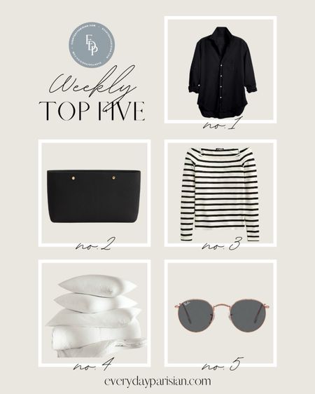This week’s best sellers are transitioning to spring. My favorite rayban sunglasses 🕶️ along with a cute and affordable striped off the shoulder shirt. I used the Cuyana insert for my time in Paris. It’s a game changer for organization. 

#LTKover40
