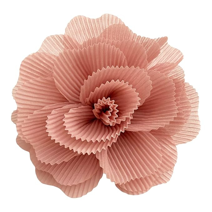 Pleats Large Fabric Flower Brooch pin and Hair clip for Women, Gift (Pink) | Amazon (US)
