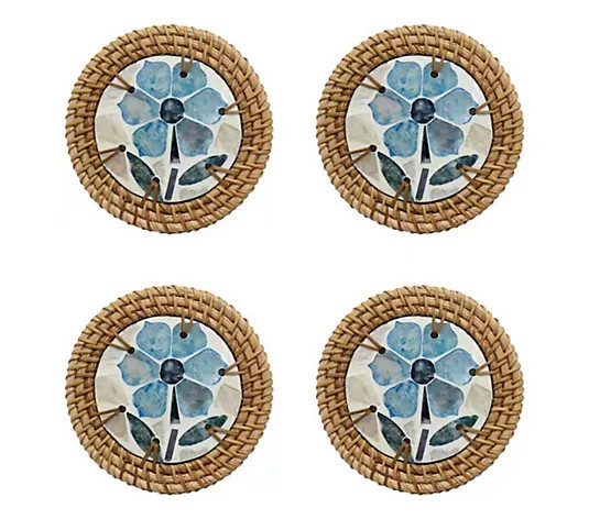 Make Your Selection: Temp-tations Set of 4 Capiz Rattan Coasters | QVC
