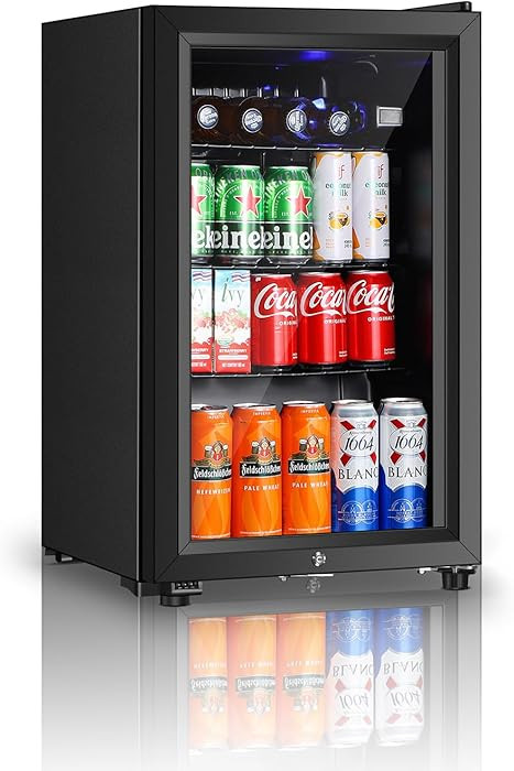 Saeoola Beverage Refrigerator, 2.3Cu.ft Mini Fridge with Double Glass Door, Cooler for Soda, Beer... | Amazon (US)
